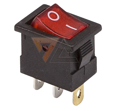 Выключатель клавишный красный с подсветкой 12V 15A (3c) On-Off Mini (RWB-206-1, SC-768)