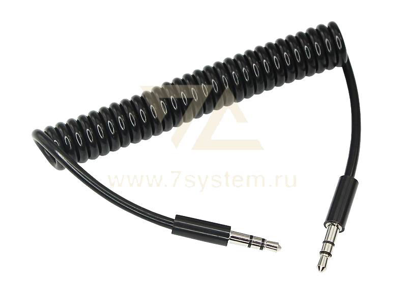 Кабель спираль Aux, черный, 1 м