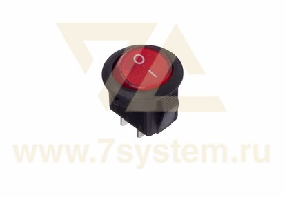 Выключатель клавишный круглый красный ON-OFF 250V 6A (2c) Mini (RWB-105, SC-214)