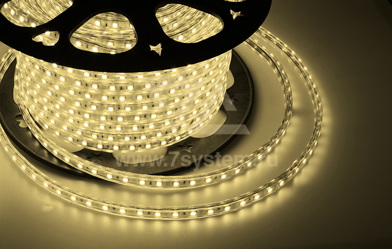 Лента LED Neon-Night, 220 В, 10x7 мм, IP65, SMD 3528, 60 диодов/м, тепло-белый